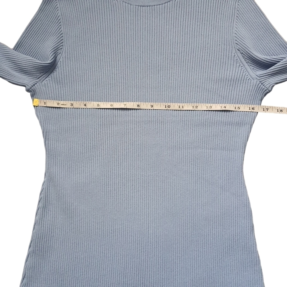 J. Crew Supersculpt Ribbed Midi Dress Long Sleeve Ruffle Trim Blue Size XL - Picture 13 of 16